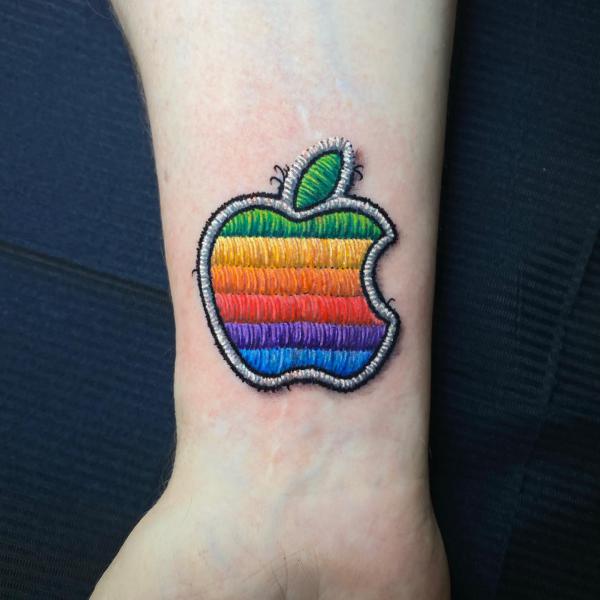 Rainbow apple patch tattoo