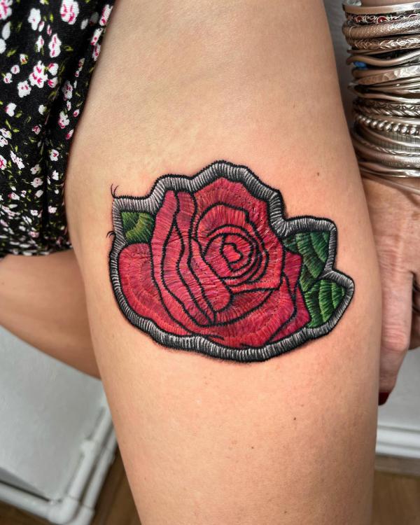 Rose patch tattoo