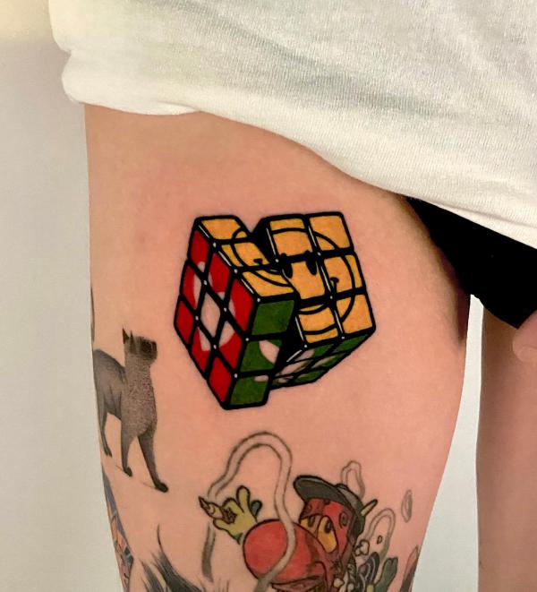 Playful Rubik's Cube with Smiley Face and Heart