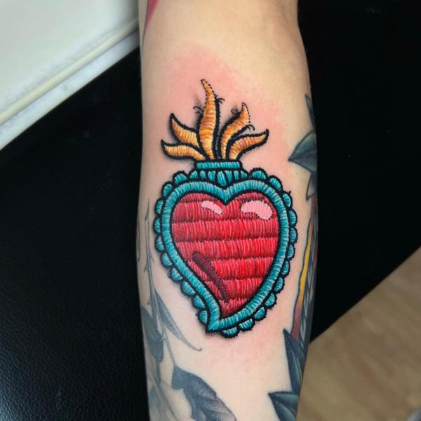Sacred heart patch tattoo