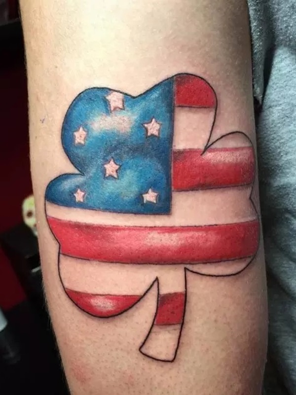 Shamrock and American flag tattoo
