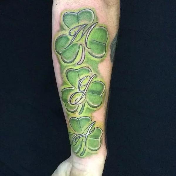 Shamrock forearm tattoo