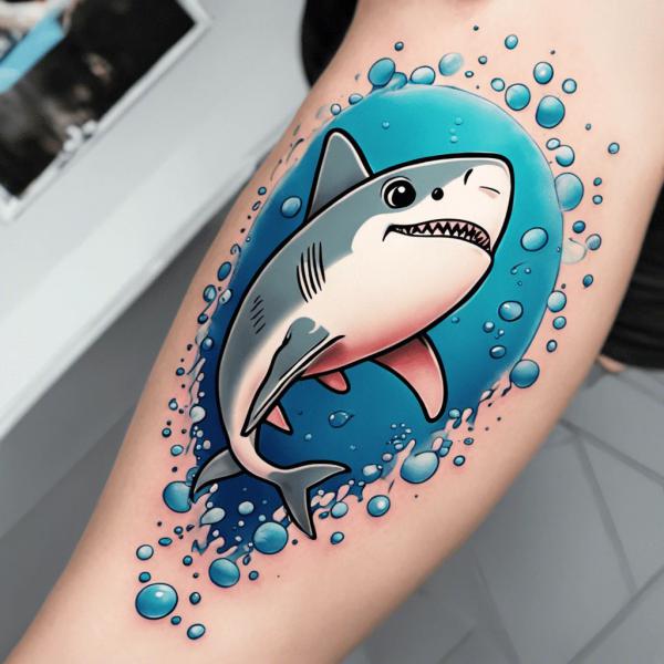 Shark and bubbles tattoo