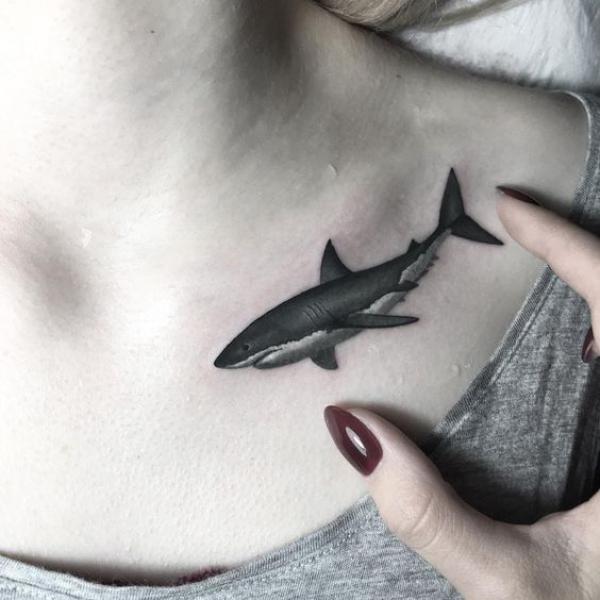 Shark clavicle tattoo