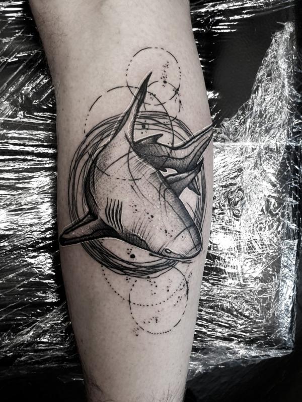 Shark drawing tattoo