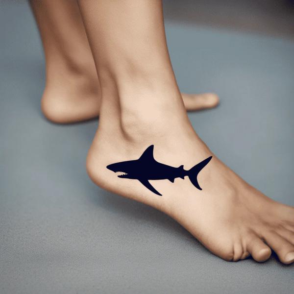 Shark silhouette foot tattoo