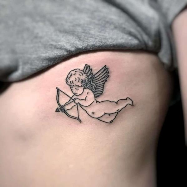 Simple cupid cherub archery tattoo