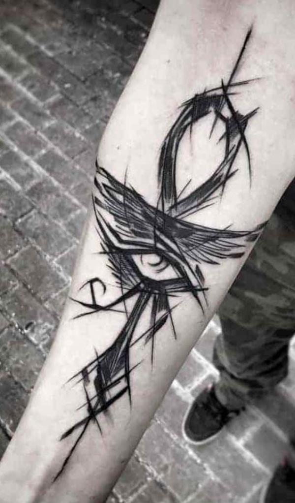 Sketchy Ankh with eye of Ra tattoo