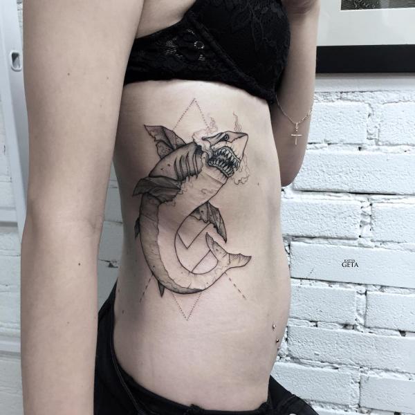 Sketchy shark tattoo