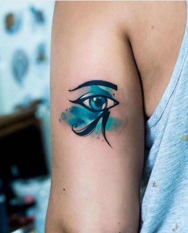 Small eye of Ra on watercolor backdrop