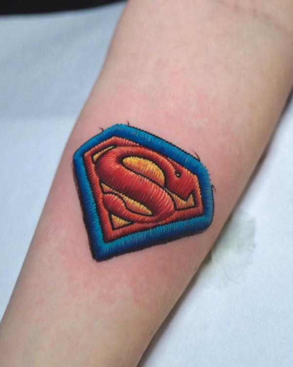 Superman logo patch tattoo