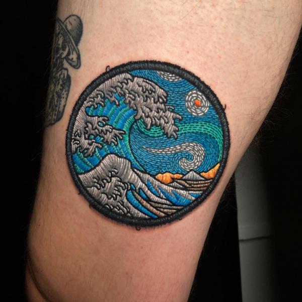 The Great Wave patch tattoo