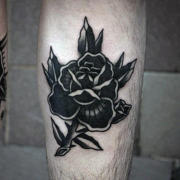 Traditional black rose with stem