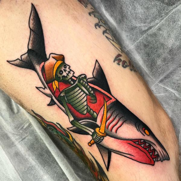 Traditional shark with skeleton inside