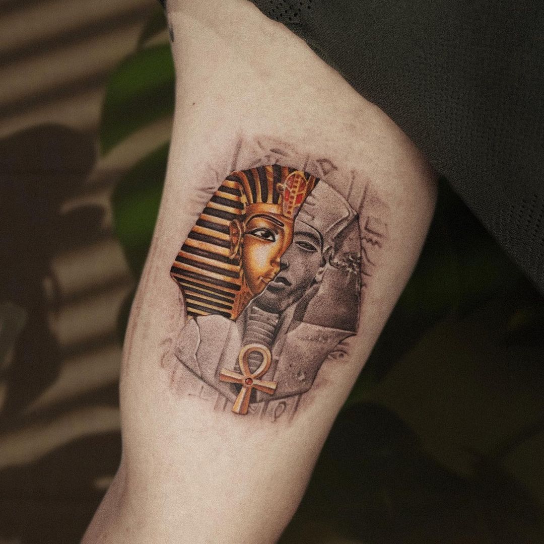 Tutankhamun and Ankh tattoo