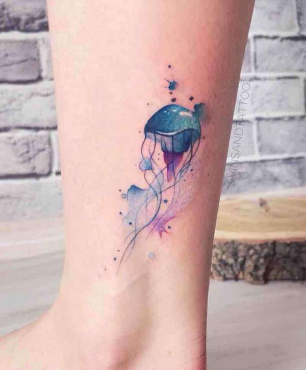Watercolor abstract jellyfish tattoo
