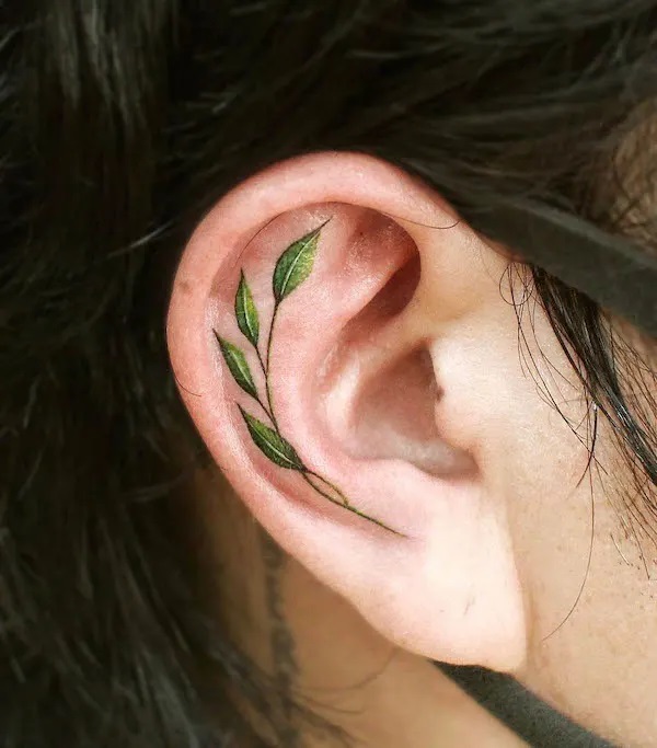Willow leaf ear tattoo