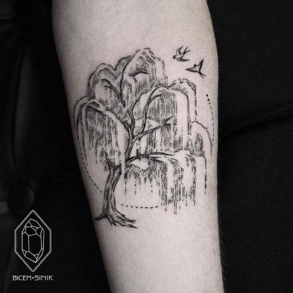 Willow tree and swallow tattoo