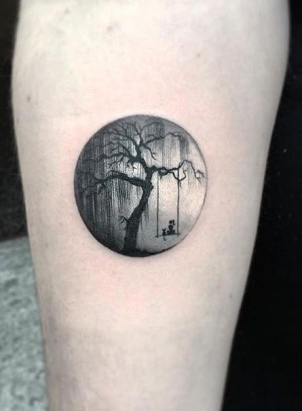 Willow tree circle tattoo