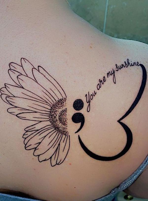 You are my sunshine butterfly semicolon tattoo