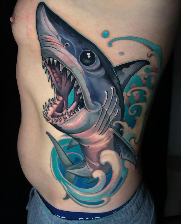 shark head side tattoo