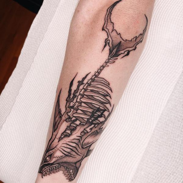 shark skeleton tattoo