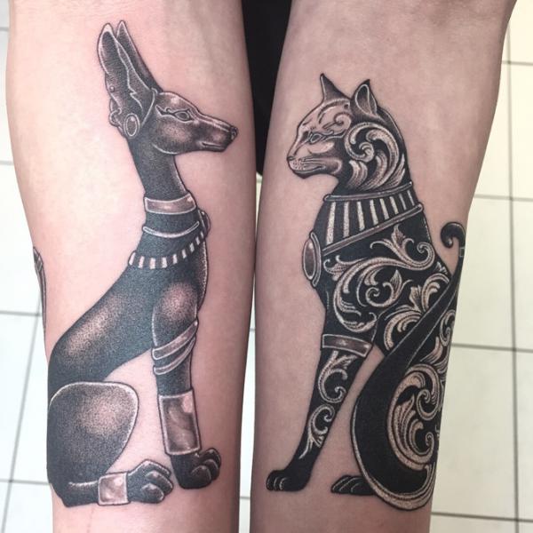 Anubis and Bastet tattoo