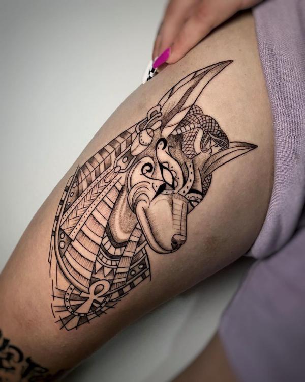 Anubis and snake tattoo