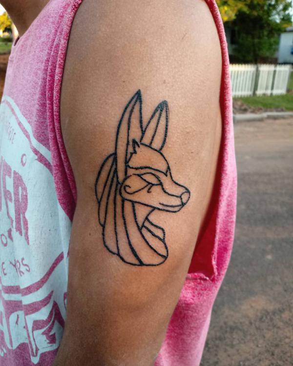 Anubis outline tattoo