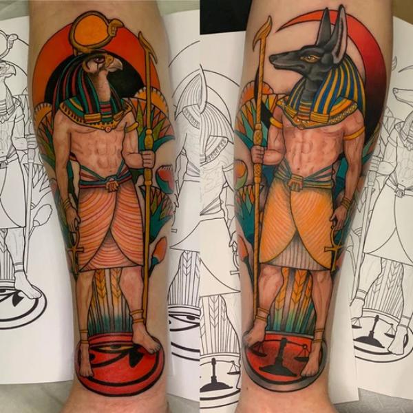 Anubis vs Ra tattoo