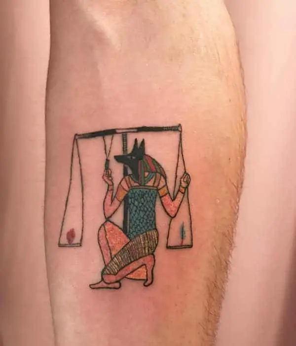 Anubis weighing heart with feather