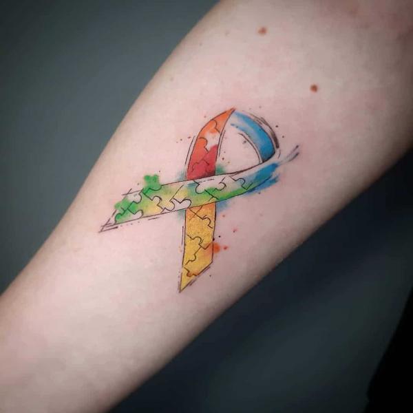 Autism Ribbon Tattoo watercolor