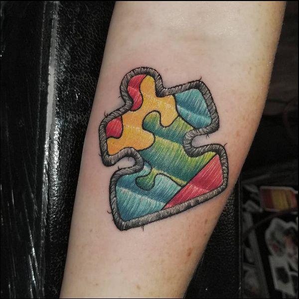 Autism puzzle patch tattoo