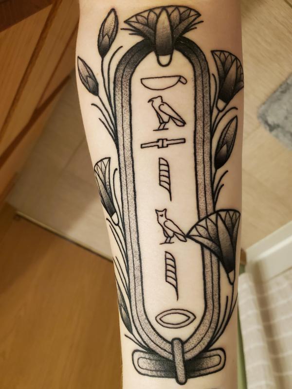 Cartouche hieroglyphics tattoo