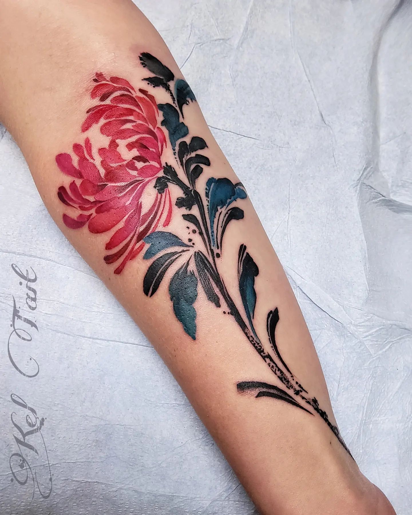 Chrysanthemum with Splashes of Color