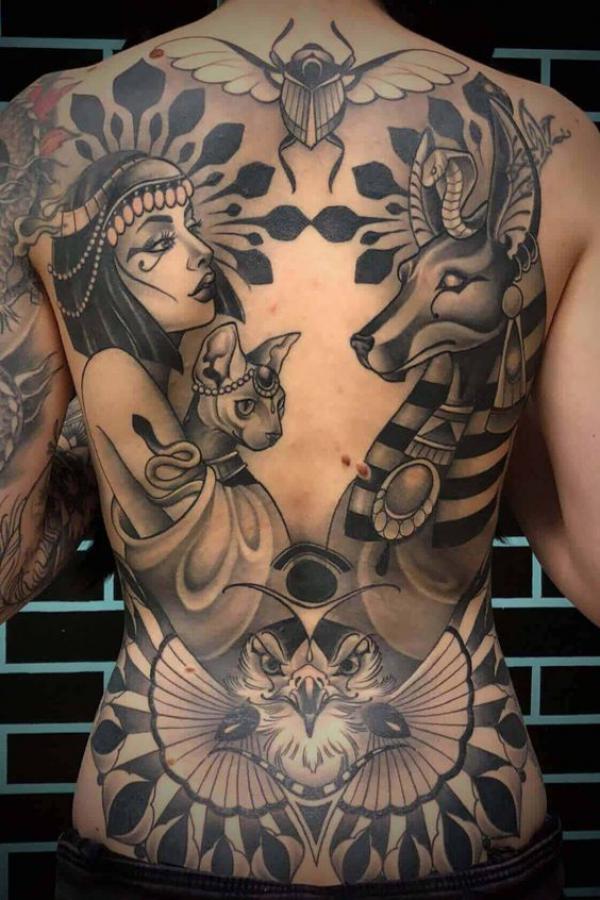 Cleopatra and Anubis tattoo