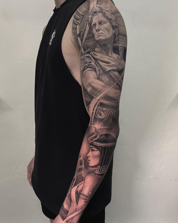 Cleopatra and Julius Caesar tattoo