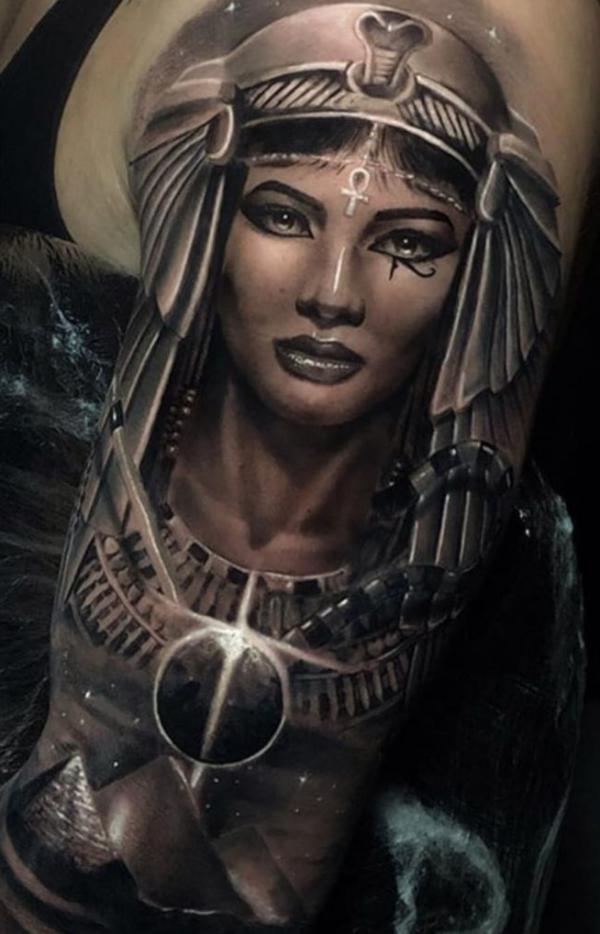 Cleopatra half sleeve tattoo