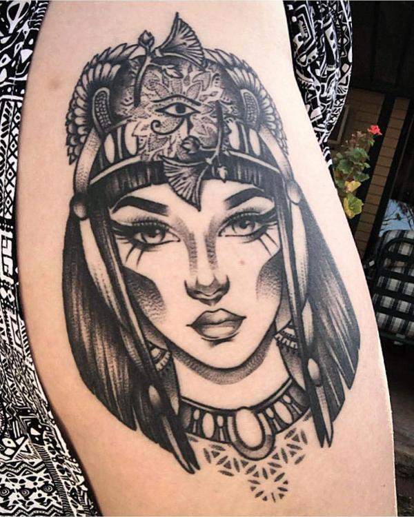 Cleopatra thigh tattoo