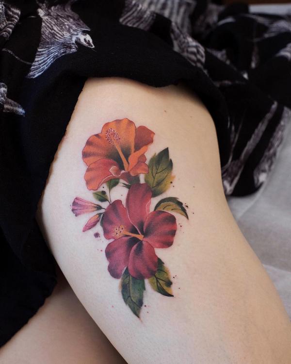 Dainty hibiscus tattoo
