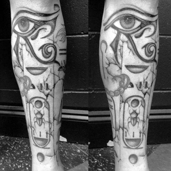 Eye of Horus and Cartouche hieroglyphics tattoo