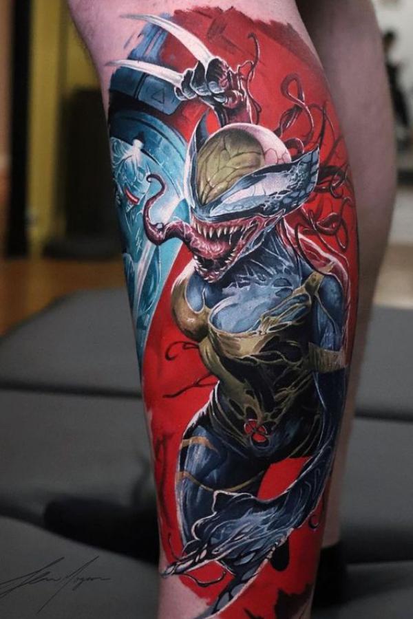 Fighting venom tattoo