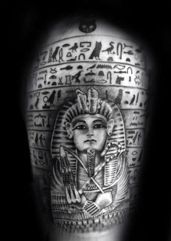 Hieroglyphics and King Tut tattoo