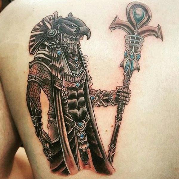 Horus and Ankh tattoo
