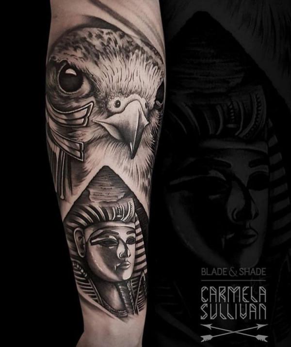 Horus and King Tut tattoo