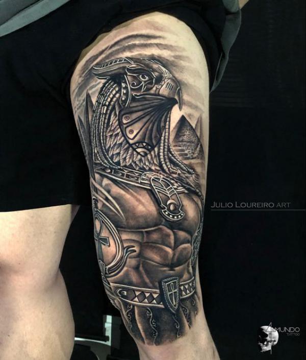 Horus thigh tattoo