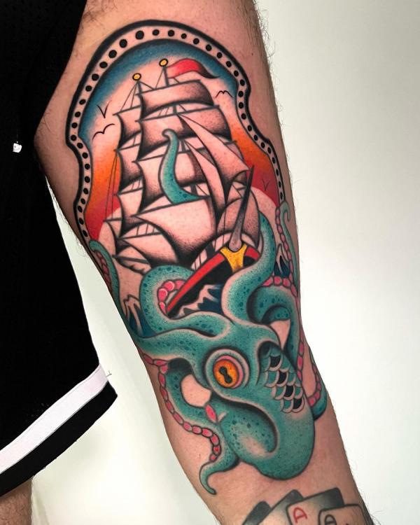 old school anchor and boat tattooed by johannes skindeeplo… | Flickr