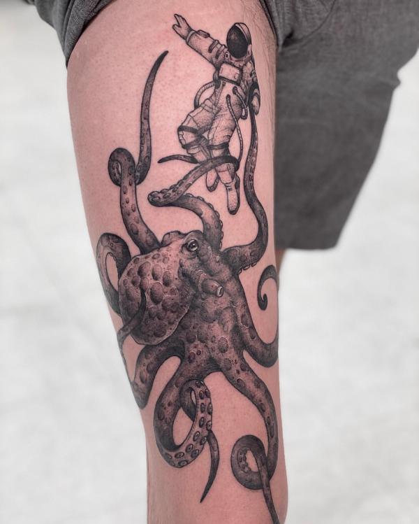 Kraken astronaut tattoo