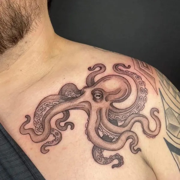 Kraken shoulder tattoo
