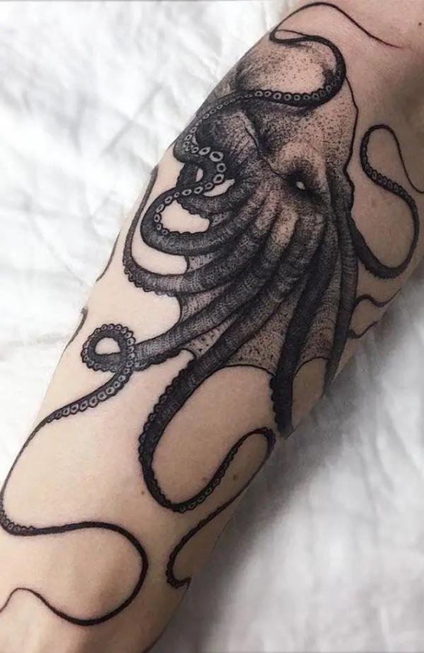 Kraken tentacles dotwork tattoo